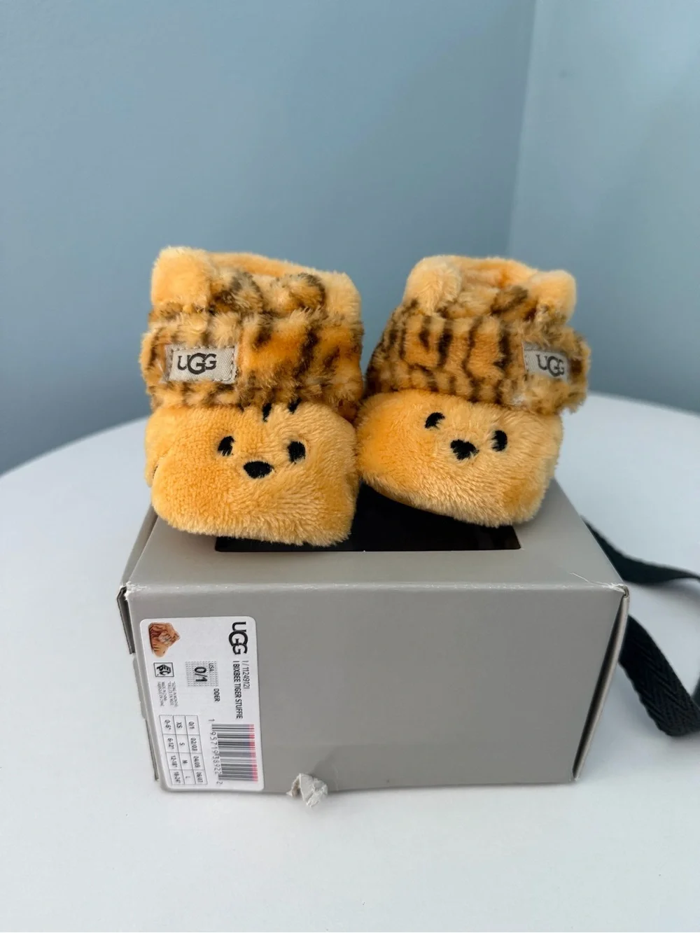 UGG Kids Plush Tiger Booties in Orange and Brown